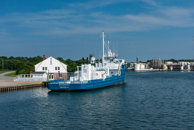 Sunsets Reflected Off Working Boats And Docks