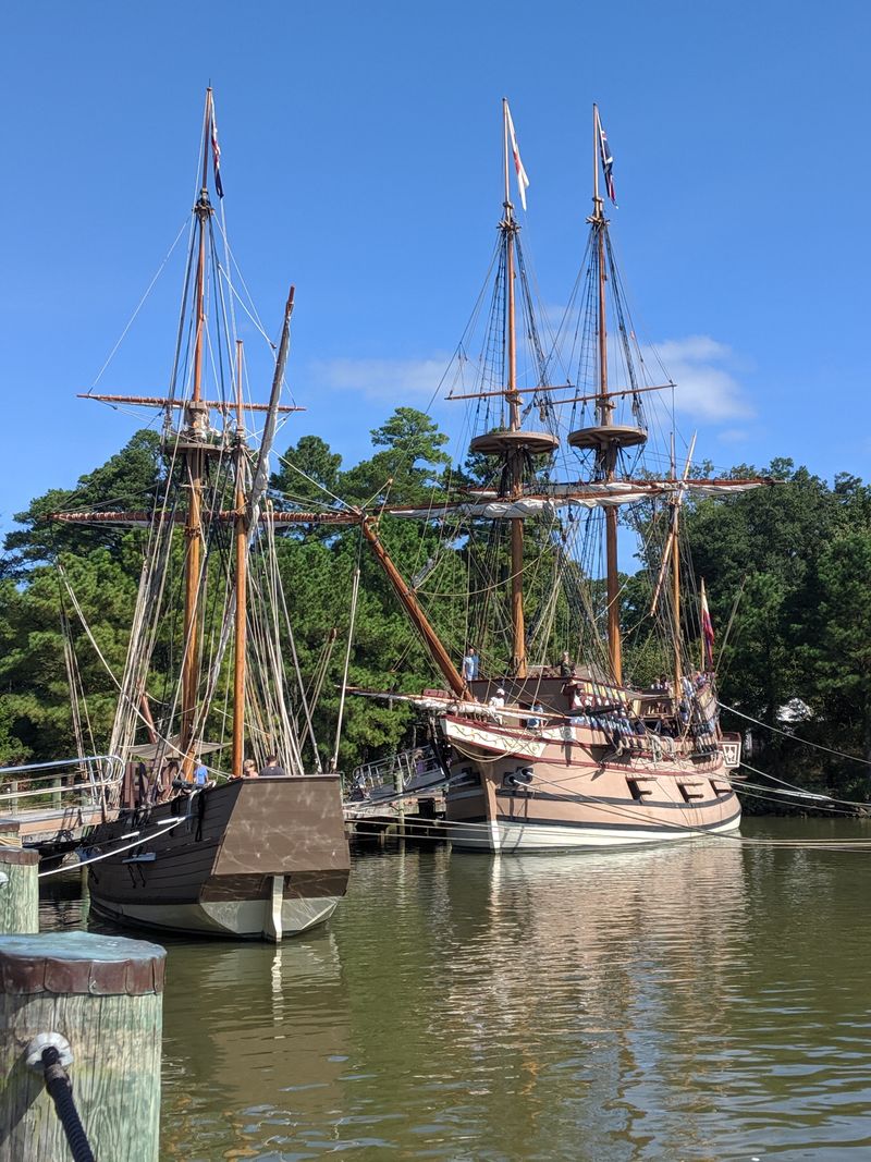 Ship Replicas Floating On The James River