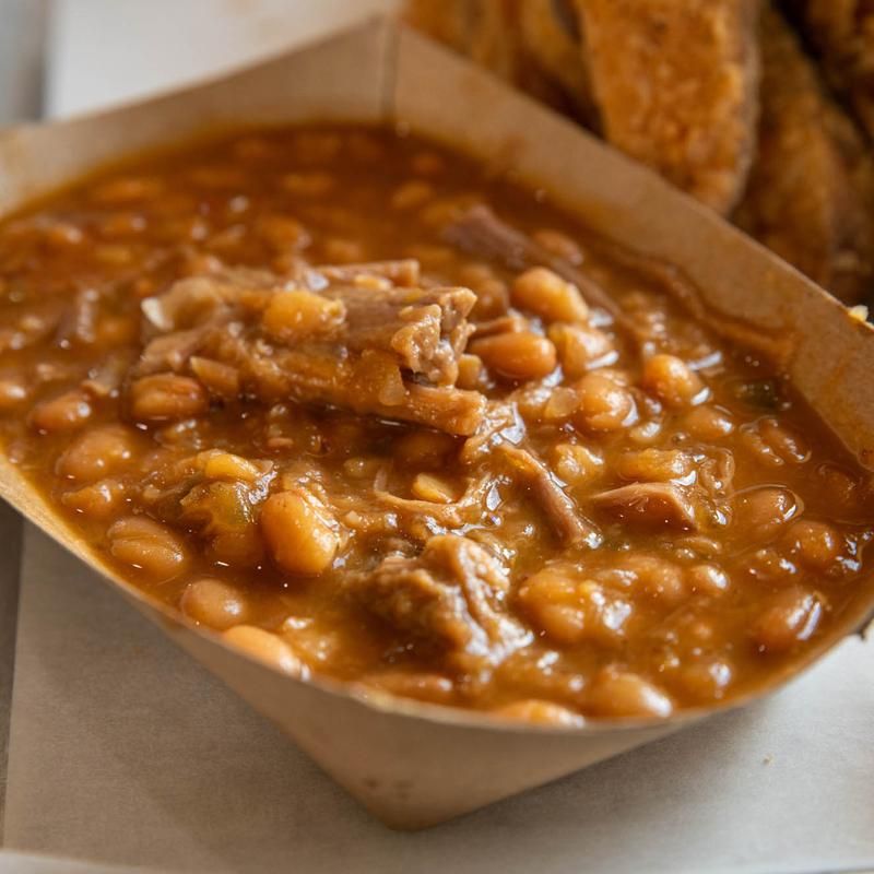 Beans with Chopped Brisket Mixed In