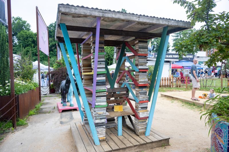 Free Library Tower Made From Books