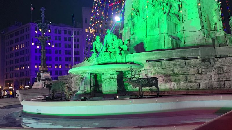 The Shining A Light Show Transforms Monument Circle at Night