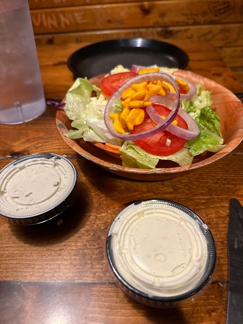 Goldfish Crackers as Croutons on the Salads