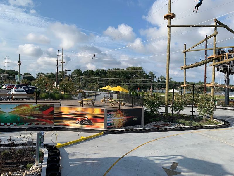 Zip Lines Soaring Over the Go-Kart Track