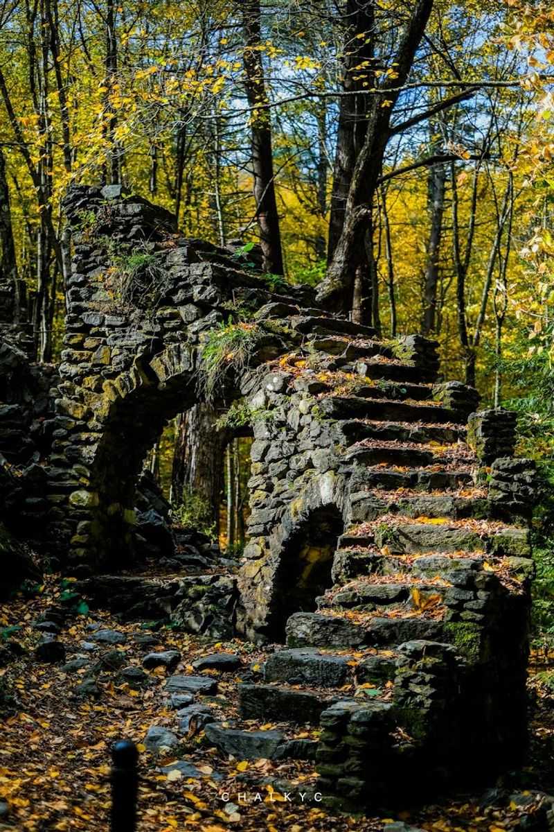 Stone Staircase Ruins That Look Like A Movie Set In The Woods