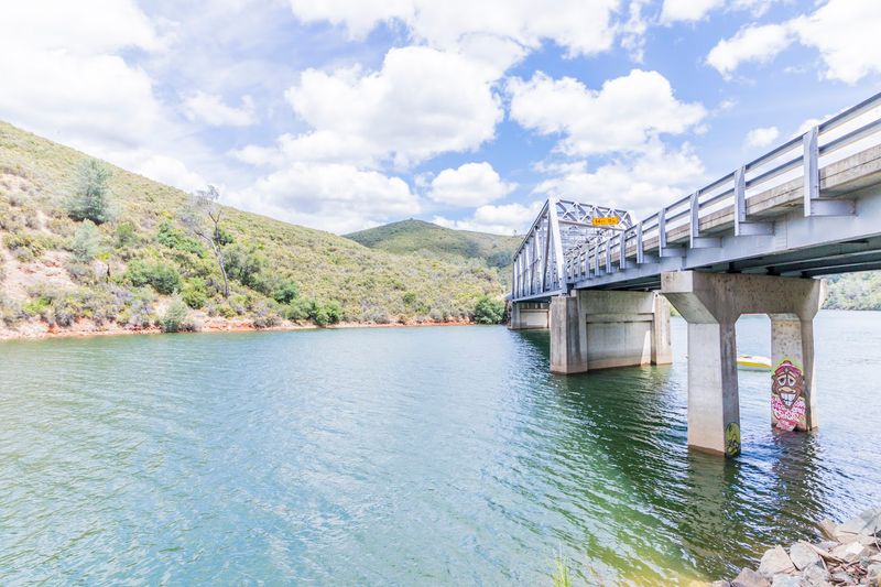 The Hidden Bridge Of Salmon Falls Still Standing Underwater