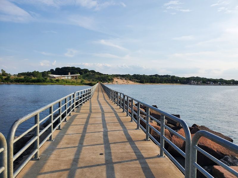 Walking the 900-Foot Breakwater Into Lake Michigan