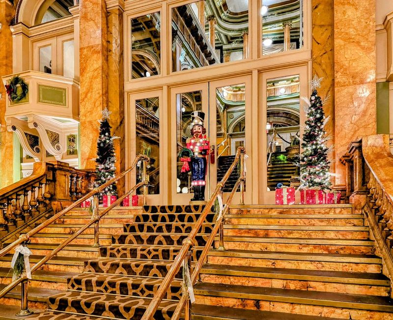 Marble Columns And A Grand Staircase From A Bygone Era
