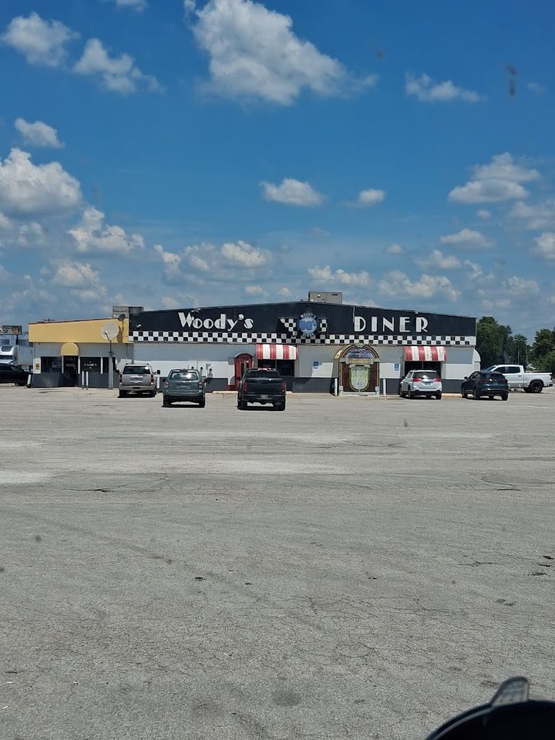 Red And White Striped Awnings Popping Against The Dark Building
