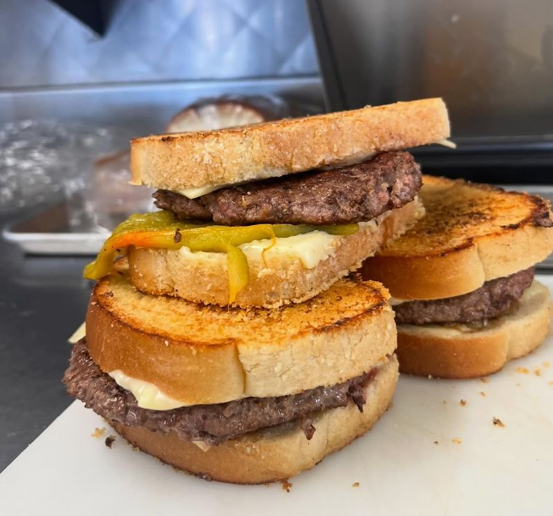 The Famous Brian Burger With An Ortega Chili And Parmesan Toast