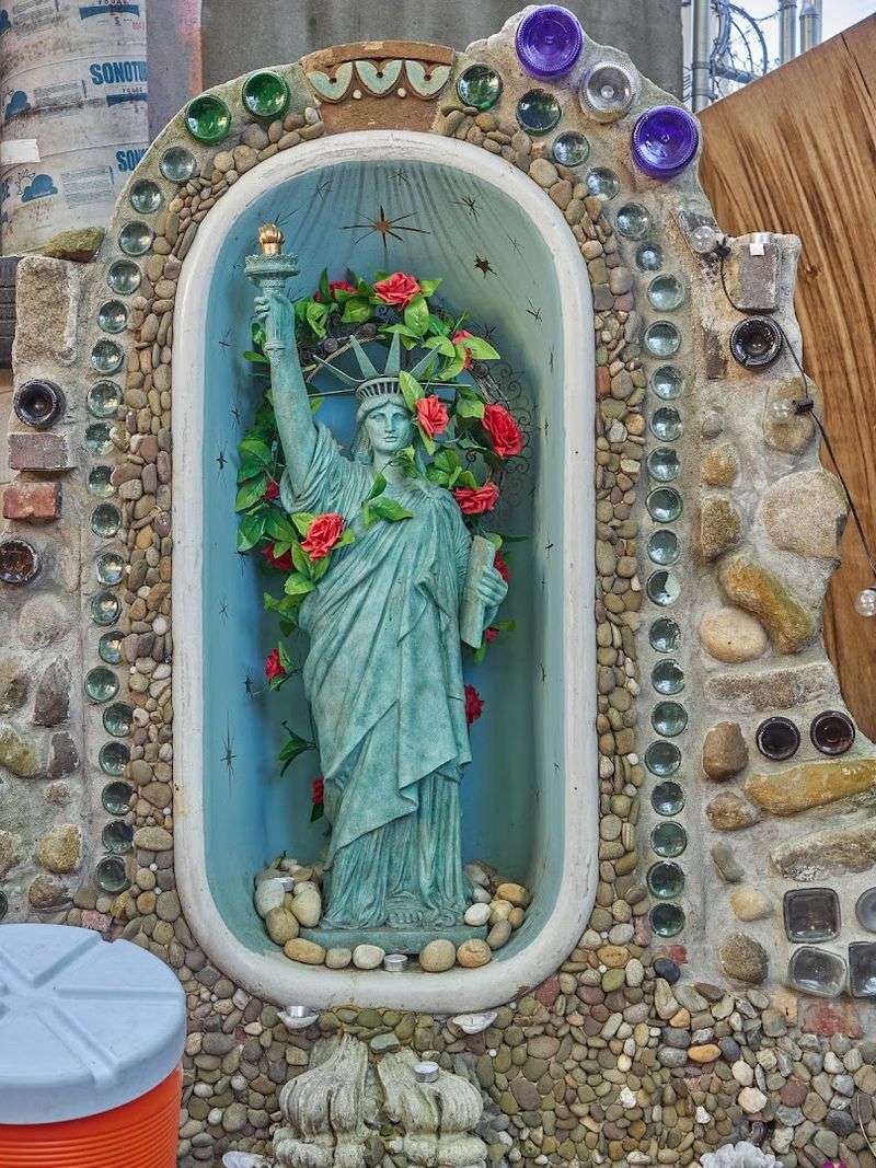 Statue Of Liberty Figurines In A Mahogany Display Case