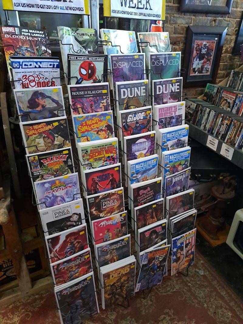 Rows Of Vinyl Records And Vintage Comic Books