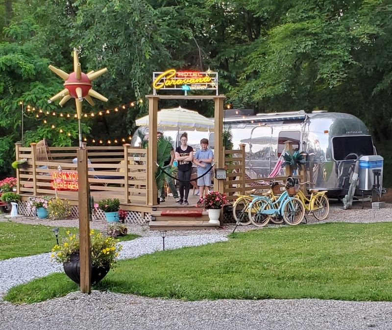 Vintage Neon Glows Inside The Bathrooms Too