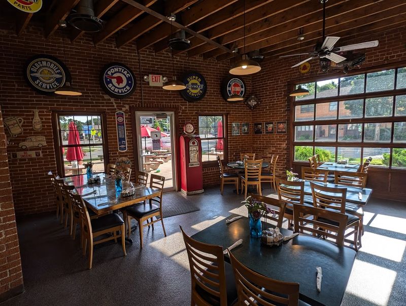 Vintage Gas Pumps And Hubcaps Decorating Every Corner
