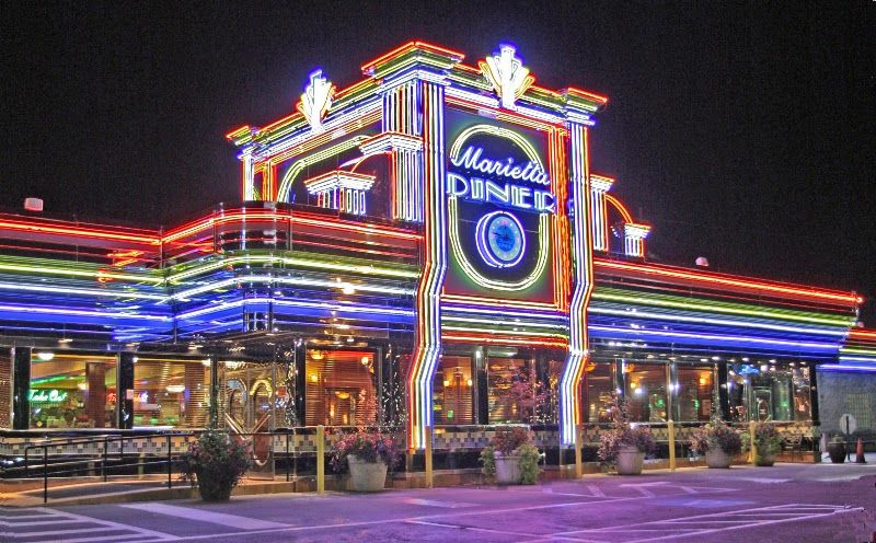 Neon Lights And A Classic Fifties Exterior