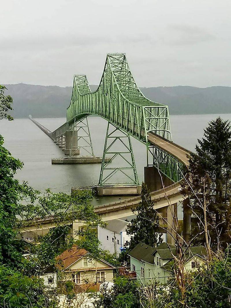 The Historic Astoria-Megler Bridge Stretching Into the Mist