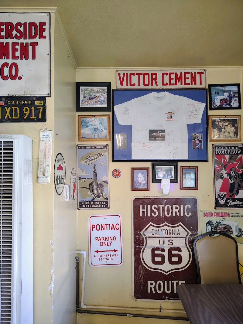 Route 66 Ephemera And Old License Plates On Every Wall