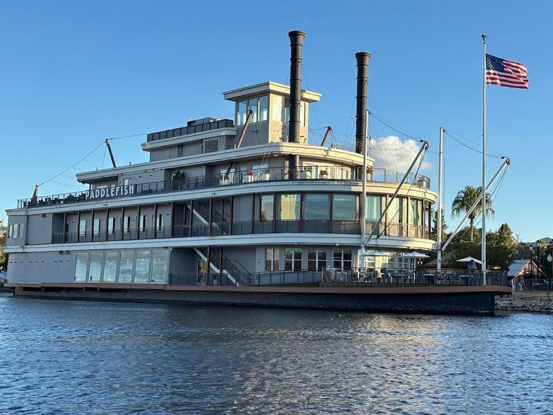 A Stationary Paddleboat At Disney Springs