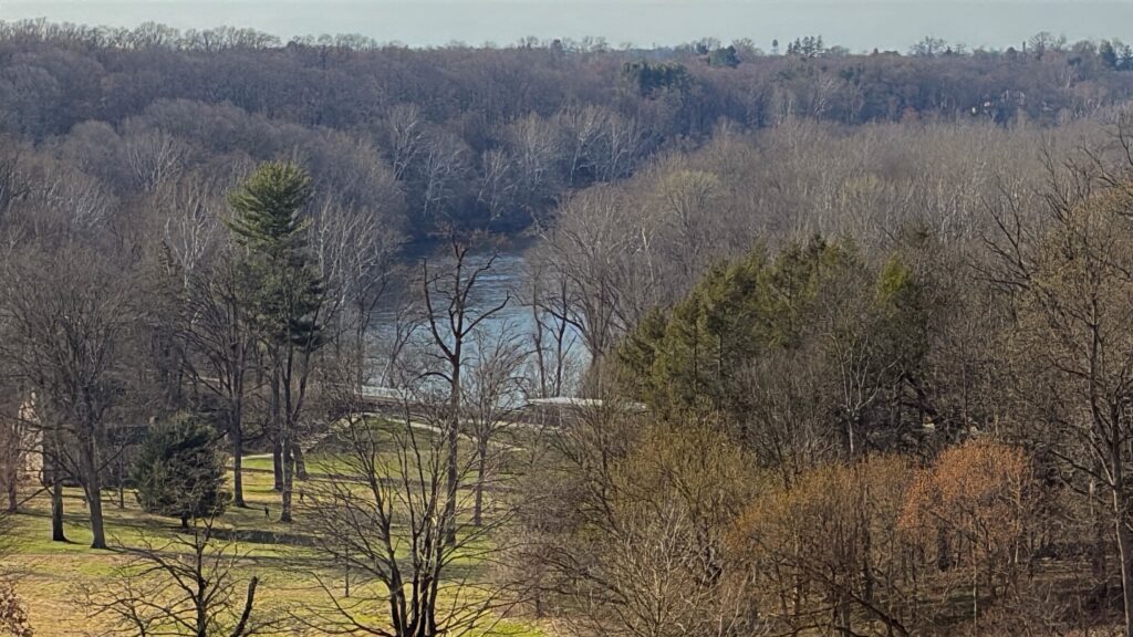 Overlooking Washington's Valley Forge headquarters to the Schuylkill River.