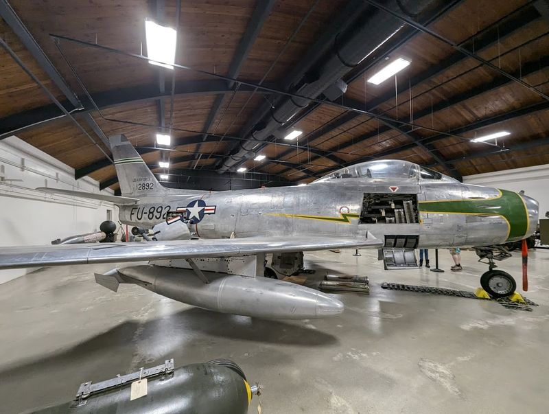 A Sabre Jet Tucked Inside the Old Armory Building A Sabre Jet Tucked Inside the Old Armory Building