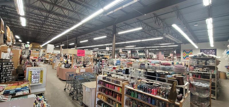 Dog-Friendly Shopping in a Fabric Warehouse
