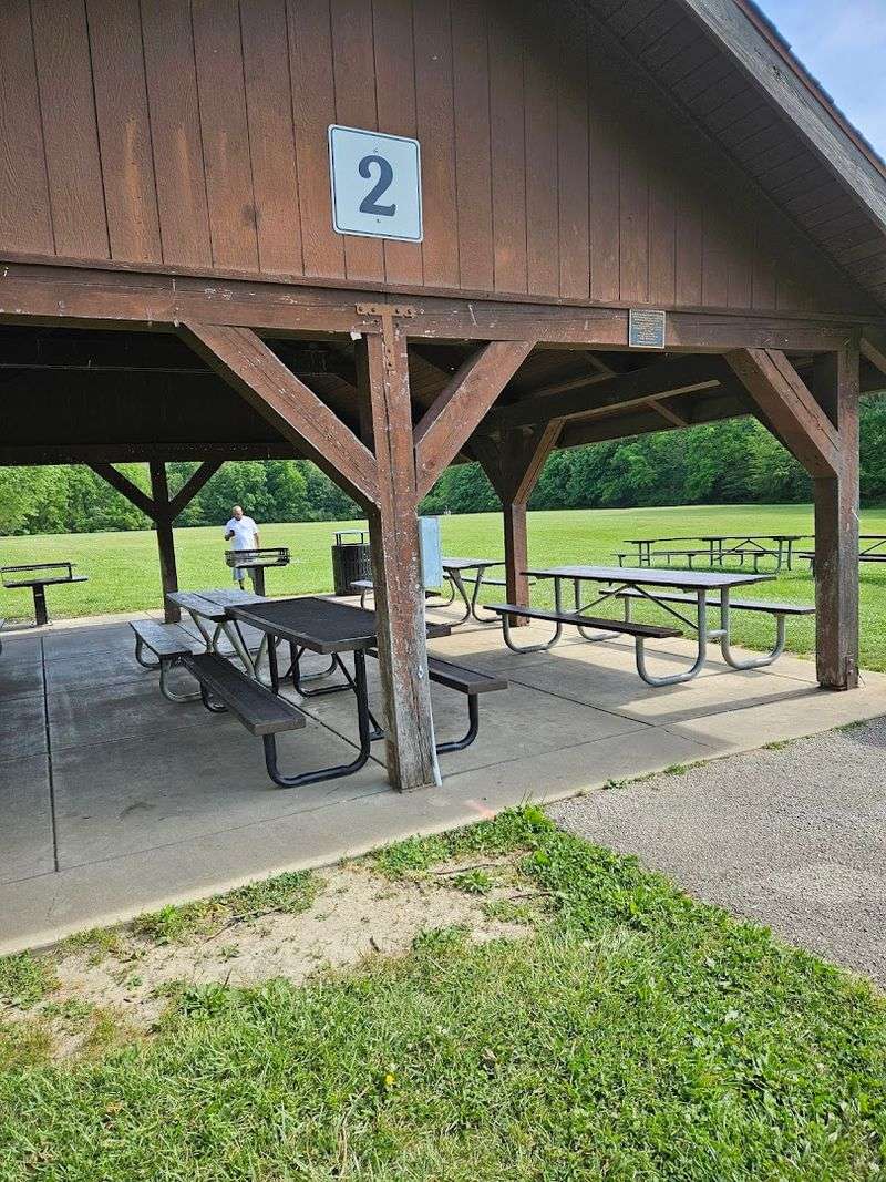 Picnic Shelters Hidden in the Trees and Right by the Lot