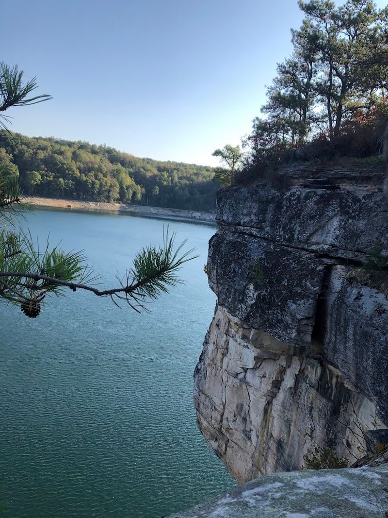 Rock Climbing Along the Cliffs of the Lake