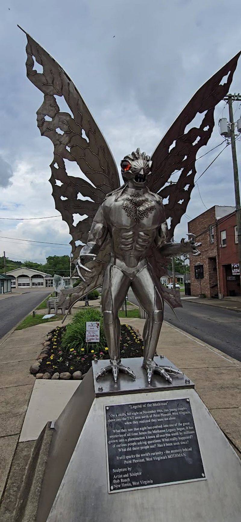 The Iconic Mothman Statue Right Outside the Door