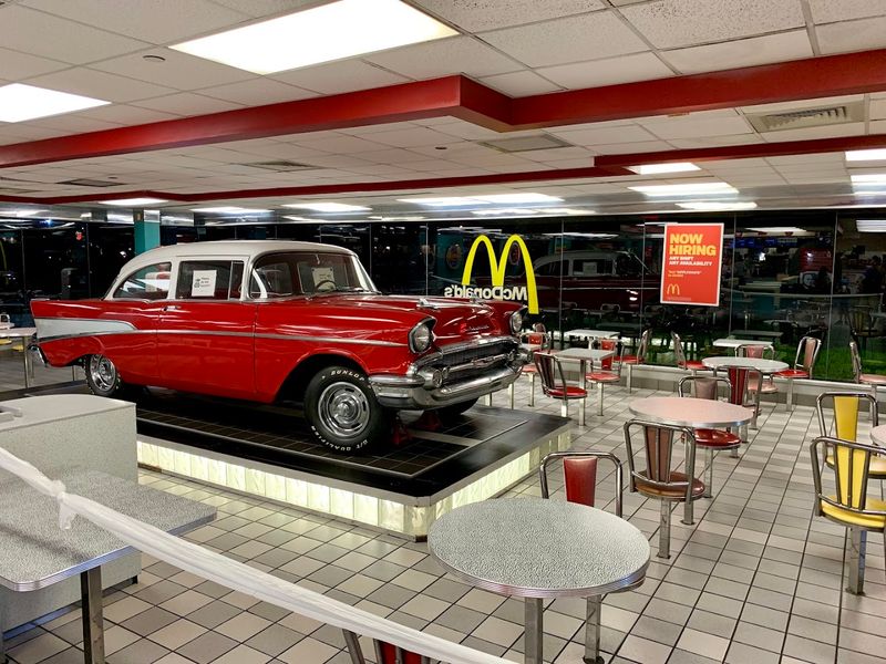 The Legendary Red 1957 Chevy Parked Right Inside the Dining Room