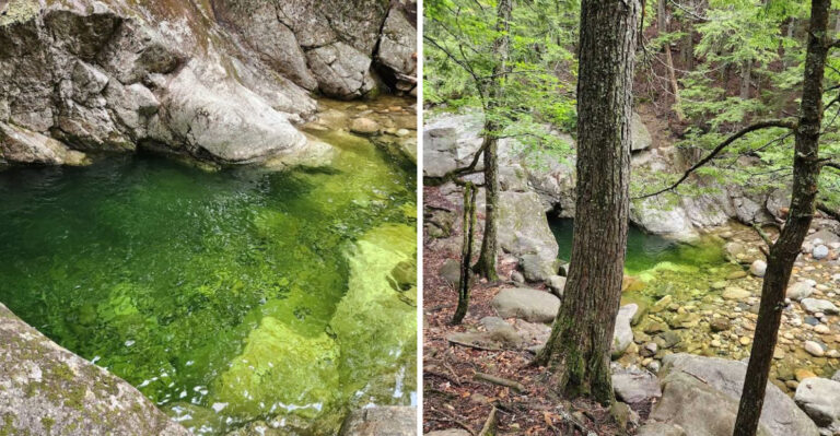 This Secret New Hampshire Swimming Hole Glows With Emerald Green Water This Secret New Hampshire Swimming Hole Glows With Emerald Green Water 768x399 