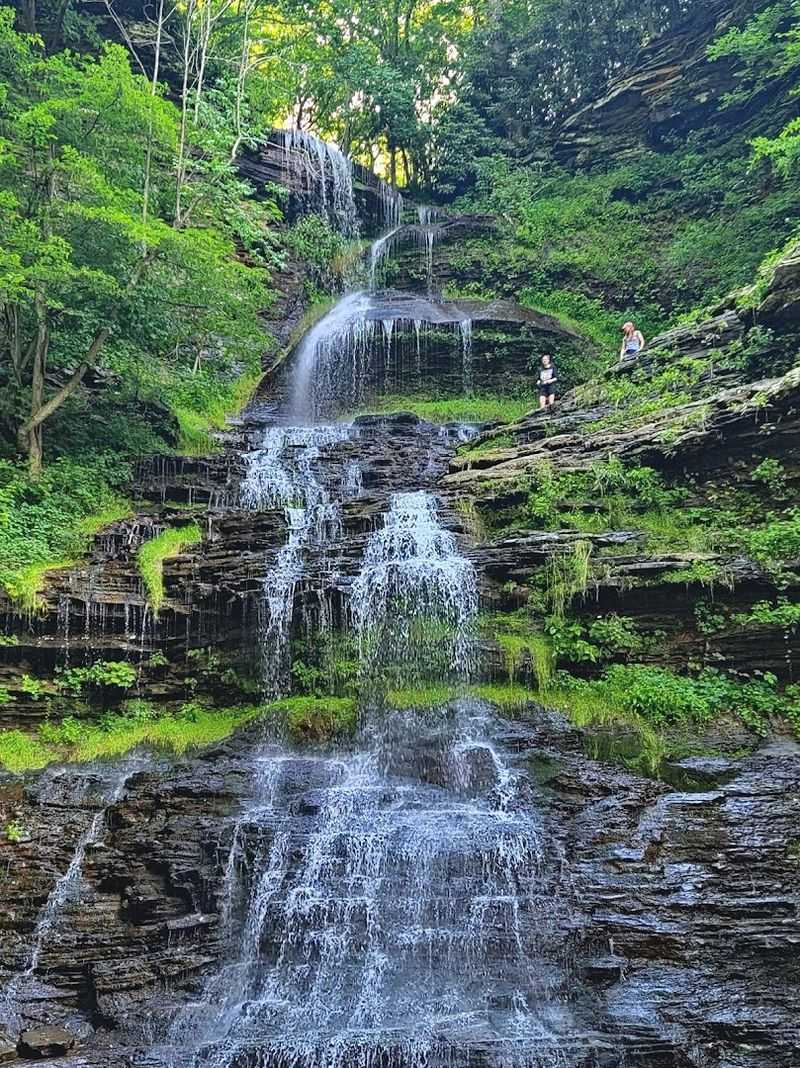 A 60-Foot Cascade Over Shale and Sandstone