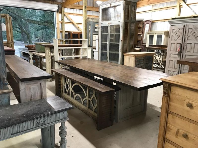 Custom Furniture Built On-Site From Reclaimed Wood and Antique Elements
