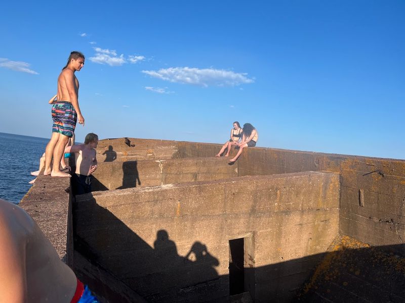 Swimming and Diving at the Ruins in Summer