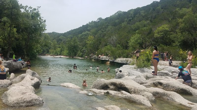 Swimming in the Pool Below the Falls, Cool Water and Warm Limestone All at Once