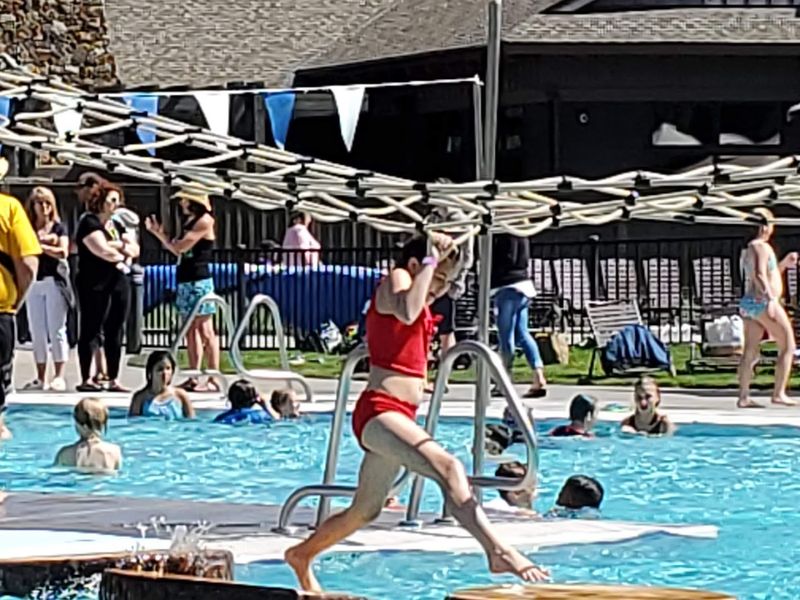 The Outdoor Pool With Obstacle Course Action