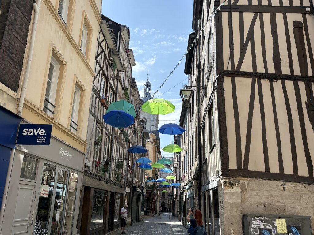 The half-timbered medieval houses in the Old Town of Rouen.