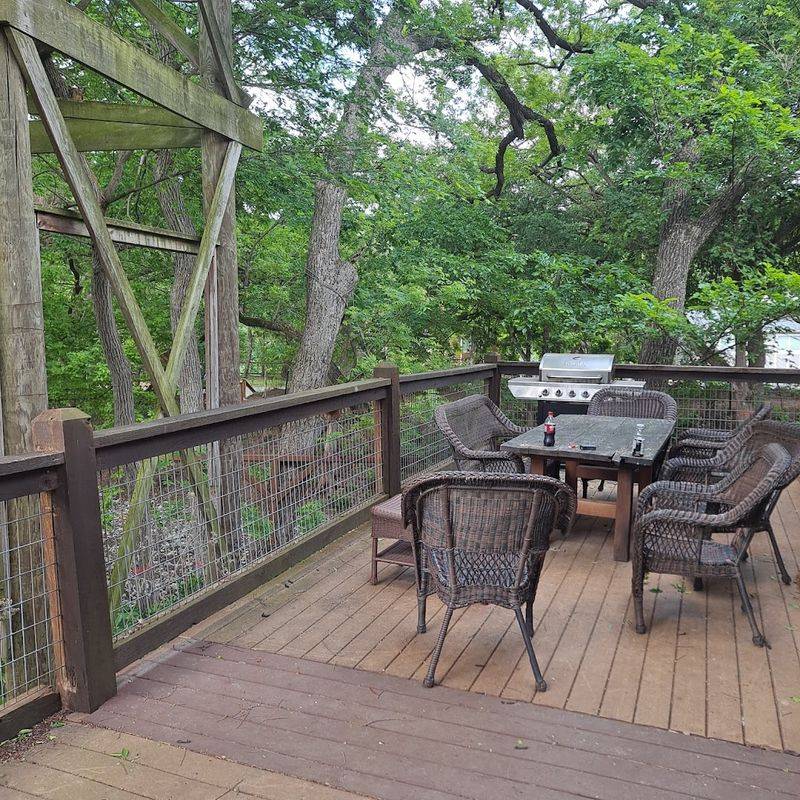 Private Decks With String Lights and Barbecue Pits