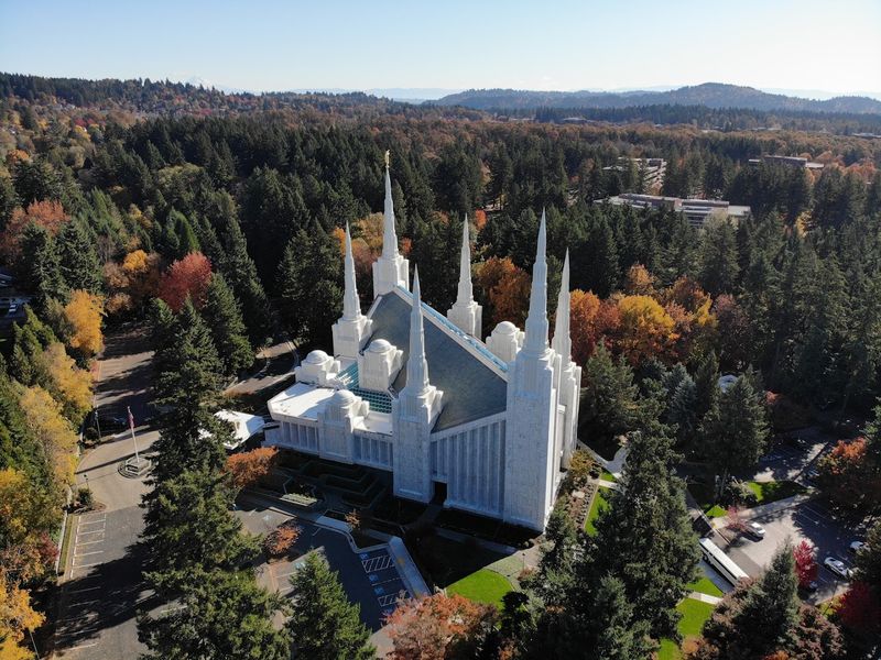 The Temple's Setting Among Oregon's Trees