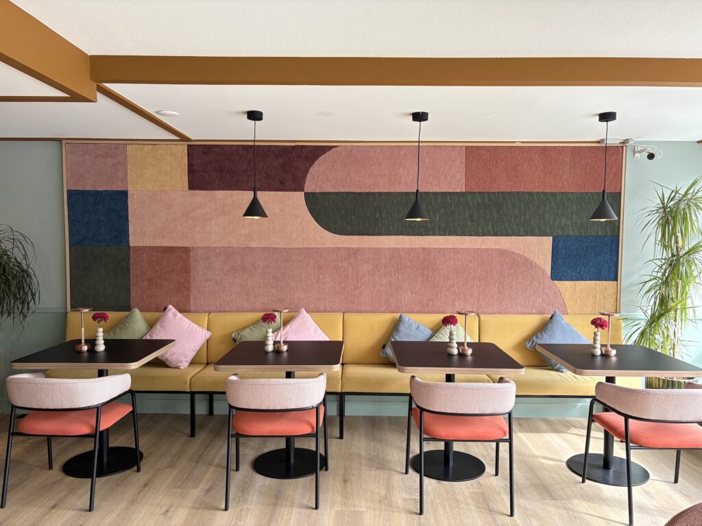 Stylish dining room in the Avani Hotel, where food waste is strictly controlled.