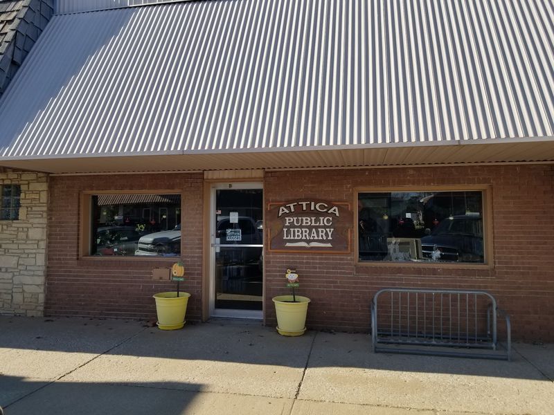 Attica Public Library, Doughboy Statue and Park Fountains
