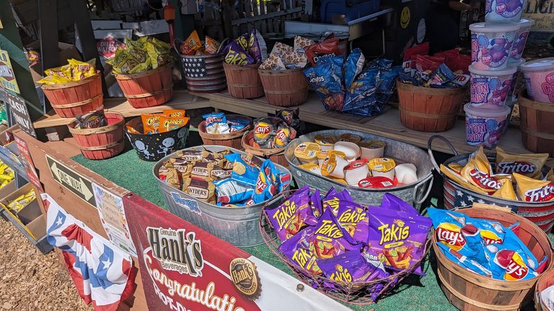 Chips, Cookies, Peanuts, and Ice-Cold Drinks