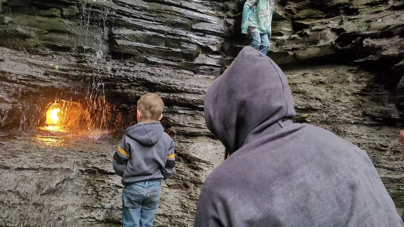 Eternal Flame Falls, A Fire Burning Behind Water