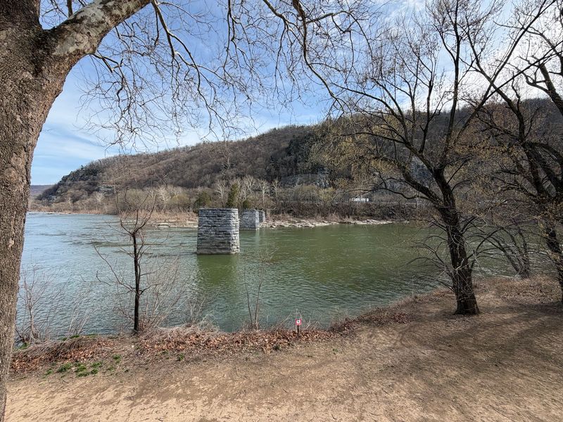 Stone Piers Rising Straight Out Of The Shenandoah