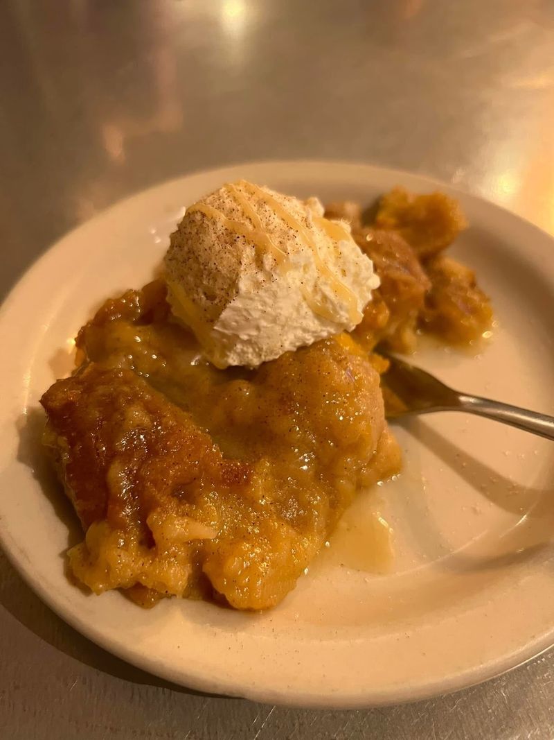 The Famous Peach Bread Pudding Worth Every Step Down The Famous Peach Bread Pudding Worth Every Step Down