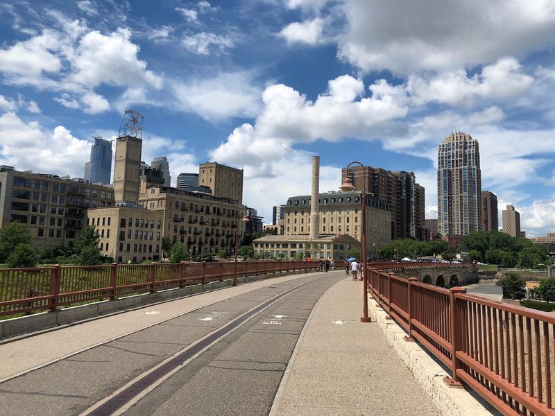 The Mississippi Riverfront And Stone Arch Bridge The Mississippi Riverfront And Stone Arch Bridge