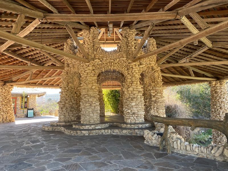 The Moon Gate Entrance Carved To Look Like Wood