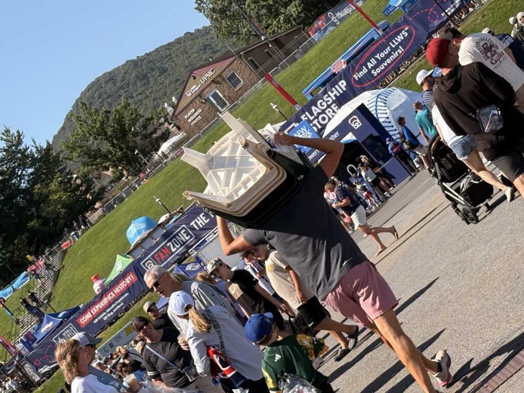 Little League World Series regulars know to bring their own customized seating for the steep hillsides.