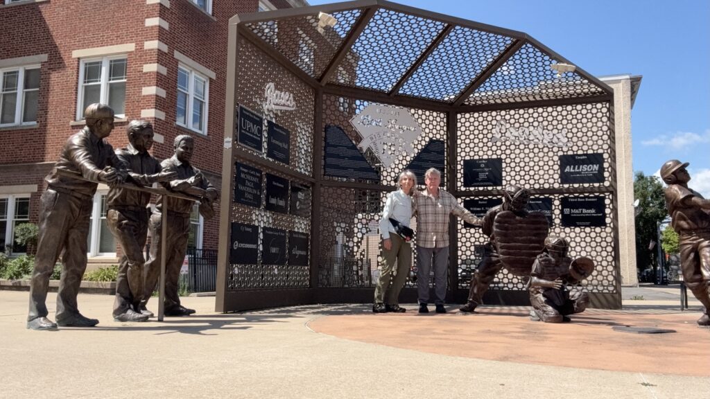 Bases loaded statues at Market Square in Williamsport PA.