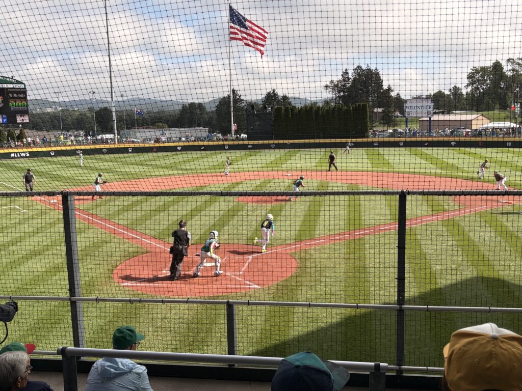 Australia at bat against Mexico at the Little League World Series. An exciting game!