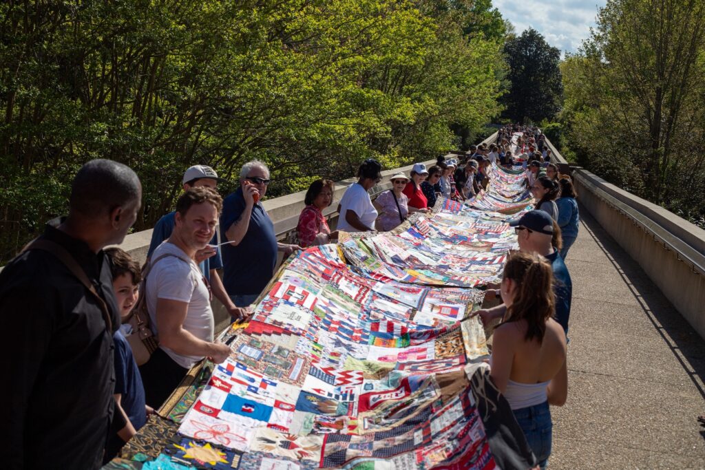 The Great American Birthday Quilt is the product of thousands of Americans who submitted individual quilt blocks. Photo c. VisitWilliamsburg.com The Great American Birthday Quilt is the product of thousands of Americans who submitted individual quilt blocks. Photo c. VisitWilliamsburg.com