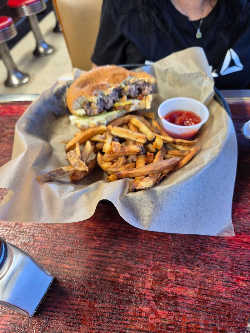 Burgers On Buttery Buns With Fries Cut By Hand Burgers On Buttery Buns With Fries Cut By Hand